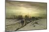 Snow Scene: Sunset, 19th Century-Ludwig Munthe-Mounted Giclee Print