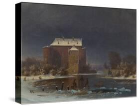 Snow Scene: the Haunted House-George Emil Libert-Stretched Canvas