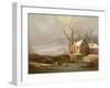 Snow Scene with Mill and Cottages-George Smith-Framed Giclee Print