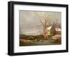Snow Scene with Mill and Cottages-George Smith-Framed Giclee Print
