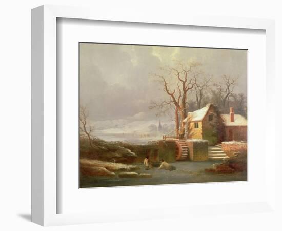 Snow Scene with Mill and Cottages-George Smith-Framed Giclee Print