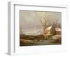 Snow Scene with Mill and Cottages-George Smith-Framed Giclee Print