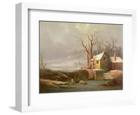 Snow Scene with Mill and Cottages-George Smith-Framed Giclee Print