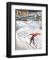 "Snow Skiier After the Falls," Saturday Evening Post Cover, January 25, 1947-Constantin Alajalov-Framed Premium Giclee Print