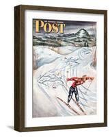 "Snow Skiier After the Falls," Saturday Evening Post Cover, January 25, 1947-Constantin Alajalov-Framed Giclee Print