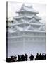 Snow Statue Depicting Japan's Nagoya Castle-null-Stretched Canvas