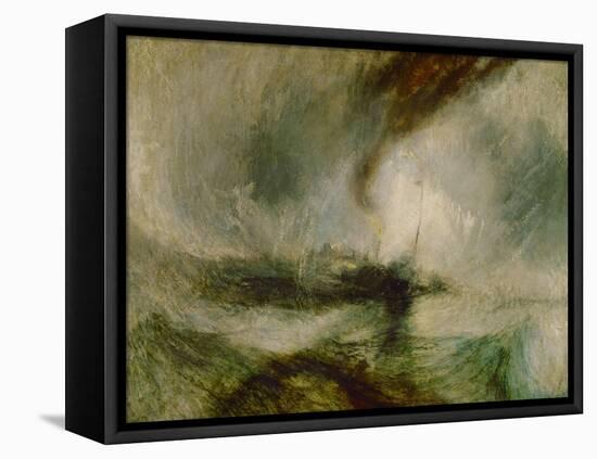 Snow storm. A steam boat off a harbours mouth-Joseph Mallord William Turner-Framed Stretched Canvas