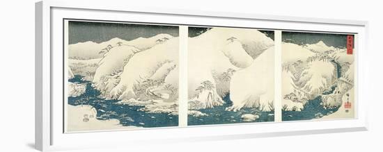 Snow Storm in the Mountains and Rivers of Kiso-Ando Hiroshige-Framed Giclee Print