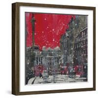 Snow Storm Towards Trafalgar Square-Susan Brown-Framed Giclee Print