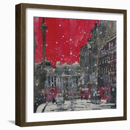 Snow Storm Towards Trafalgar Square-Susan Brown-Framed Giclee Print