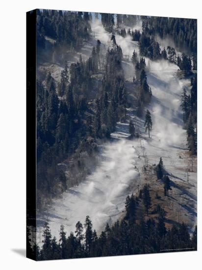 Snow Summit Ski Area in Big Bear Lake, California, Struggles to Make Artificial Snow-Adrienne Helitzer-Stretched Canvas