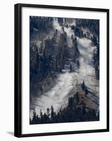 Snow Summit Ski Area in Big Bear Lake, California, Struggles to Make Artificial Snow-Adrienne Helitzer-Framed Photographic Print