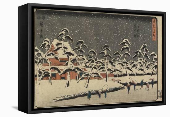 Snow View of Zojoji Temple at Shiba, 1847-1852-Utagawa Hiroshige-Framed Stretched Canvas