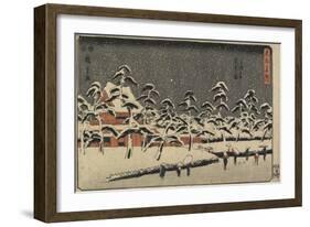 Snow View of Zojoji Temple at Shiba, 1847-1852-Utagawa Hiroshige-Framed Giclee Print