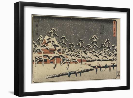 Snow View of Zojoji Temple at Shiba, 1847-1852-Utagawa Hiroshige-Framed Giclee Print