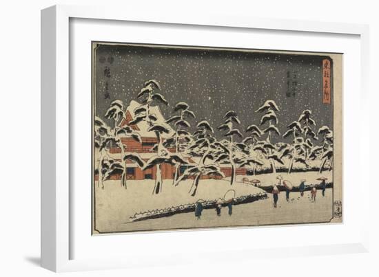 Snow View of Zojoji Temple at Shiba, 1847-1852-Utagawa Hiroshige-Framed Giclee Print