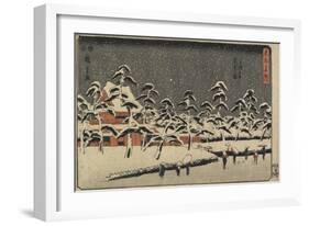 Snow View of Zojoji Temple at Shiba, 1847-1852-Utagawa Hiroshige-Framed Giclee Print