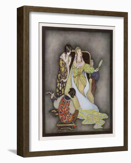 Snow White and the Seven Dwarfs (Grimm) the Queen and Her Magic Mirror-Jennie Harbour-Framed Art Print