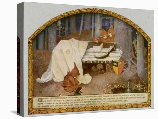 Snow White in Her Glass Coffin is Mourned by the Dwarfs-Marianne Stokes-Stretched Canvas