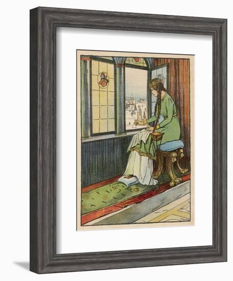 Snow White's Mother Pricks Her Finger-Willy Planck-Framed Art Print