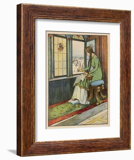 Snow White's Mother Pricks Her Finger-Willy Planck-Framed Art Print