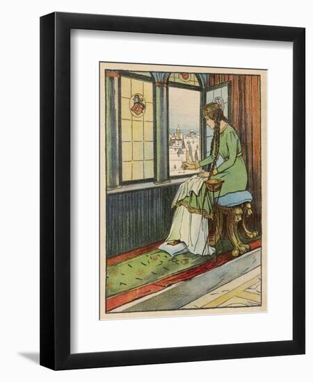 Snow White's Mother Pricks Her Finger-Willy Planck-Framed Art Print