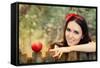 Snow White with Red Apple Fairy Tale Portrait-Nicoleta Ionescu-Framed Stretched Canvas