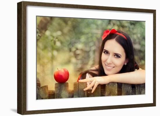 Snow White with Red Apple Fairy Tale Portrait-Nicoleta Ionescu-Framed Photographic Print