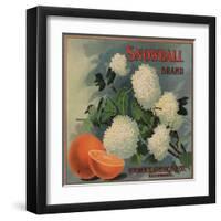 Snowball Brand - Ruddock, California - Citrus Crate Label-Lantern Press-Framed Art Print