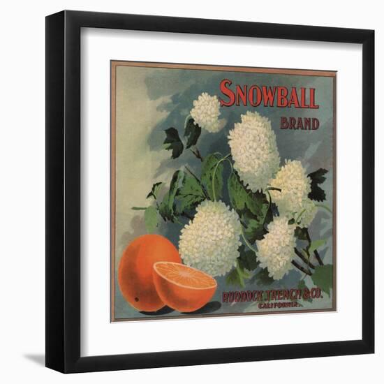 Snowball Brand - Ruddock, California - Citrus Crate Label-Lantern Press-Framed Art Print