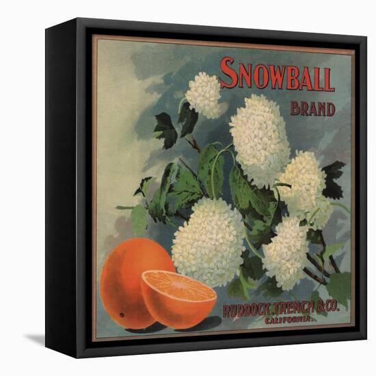 Snowball Brand - Ruddock, California - Citrus Crate Label-Lantern Press-Framed Stretched Canvas