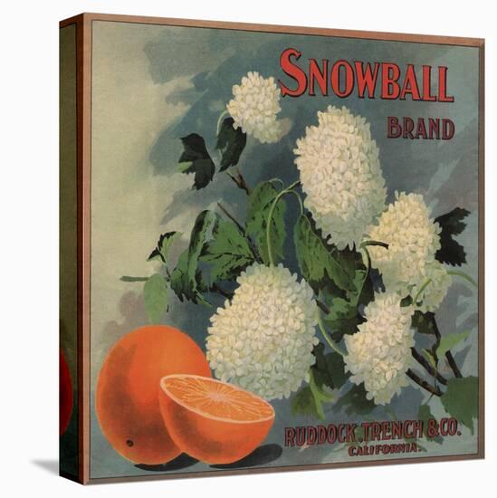 Snowball Brand - Ruddock, California - Citrus Crate Label-Lantern Press-Stretched Canvas