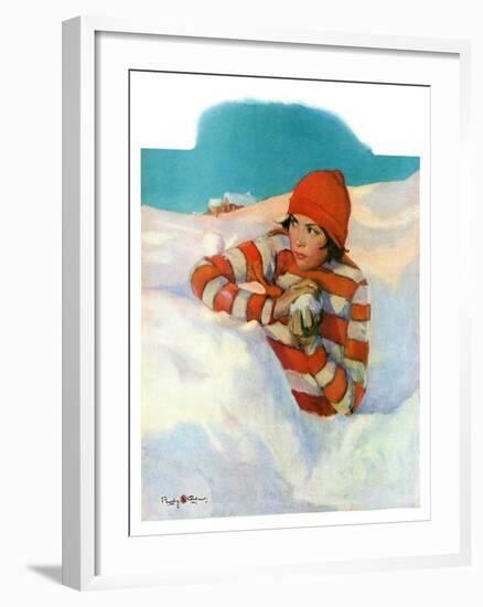 "Snowball Fight,"February 18, 1928-Penrhyn Stanlaws-Framed Giclee Print