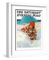 "Snowball Fight," Saturday Evening Post Cover, February 18, 1928-Penrhyn Stanlaws-Framed Giclee Print