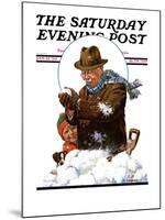 "Snowball Fight," Saturday Evening Post Cover, January 25, 1930-J.F. Kernan-Mounted Giclee Print