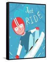 Snowboard Funny Free Rider in Helmet Jump Fun Poster Design . Funky Snowboarding Free Rider Extreme-Popmarleo-Framed Stretched Canvas