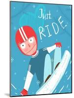 Snowboard Funny Free Rider in Helmet Jump Fun Poster Design . Funky Snowboarding Free Rider Extreme-Popmarleo-Mounted Art Print