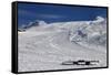 Snowboard in Snow on Ski Slope at Sun Windy Evening-BSANI-Framed Stretched Canvas