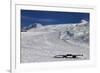 Snowboard in Snow on Ski Slope at Sun Windy Evening-BSANI-Framed Photographic Print