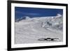 Snowboard in Snow on Ski Slope at Sun Windy Evening-BSANI-Framed Photographic Print