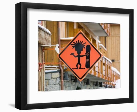 Snowboard Shop Sign, Courchevel 1850, French Alps, Savoie, France-Walter Bibikow-Framed Photographic Print