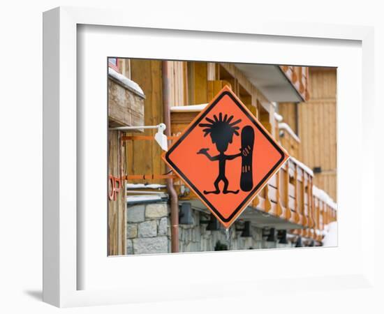 Snowboard Shop Sign, Courchevel 1850, French Alps, Savoie, France-Walter Bibikow-Framed Photographic Print