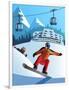 Snowboard Winter Resort-Nikola Knezevic-Framed Art Print