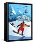 Snowboard Winter Resort-Nikola Knezevic-Framed Stretched Canvas