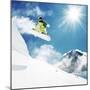 Snowboarder At Jump Inhigh Mountains At Sunny Day-dellm60-Mounted Premium Photographic Print