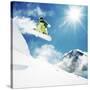 Snowboarder At Jump Inhigh Mountains At Sunny Day-dellm60-Stretched Canvas