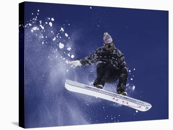 Snowboarder Flying Throught the Air, USA-null-Stretched Canvas