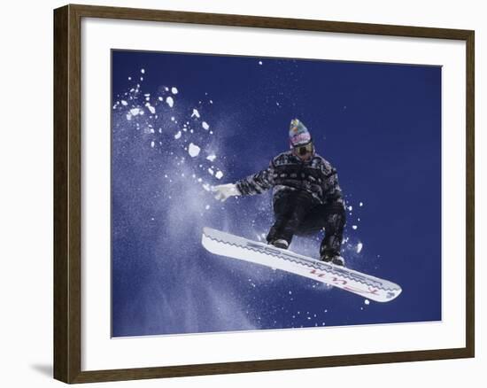 Snowboarder Flying Throught the Air, USA-null-Framed Photographic Print