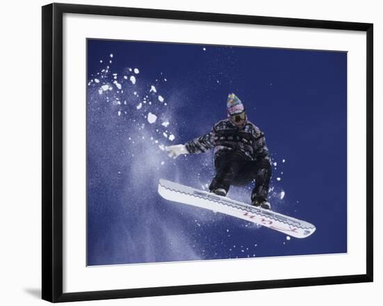 Snowboarder Flying Throught the Air, USA-null-Framed Photographic Print