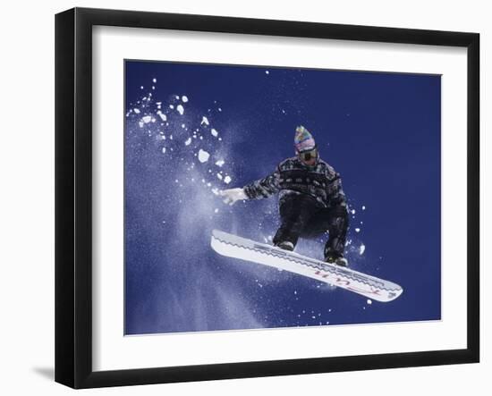 Snowboarder Flying Throught the Air, USA-null-Framed Photographic Print